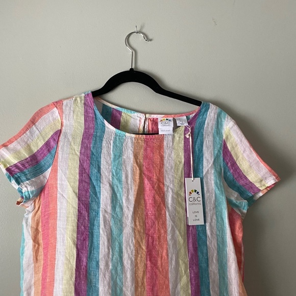 NWT C&C California multi linen striped shirt small - Picture 2 of 6